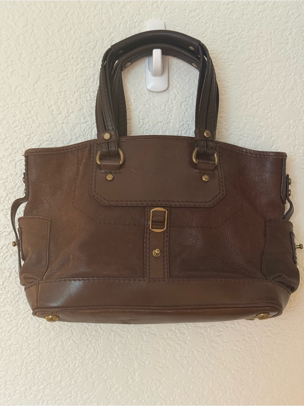 GRYSON Molly Italian Leather Satchel Handbag in deep brown